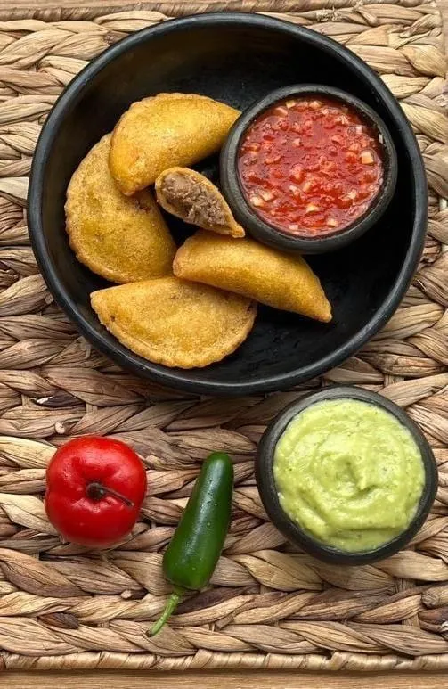 Fried vegan empanadas served on a plate